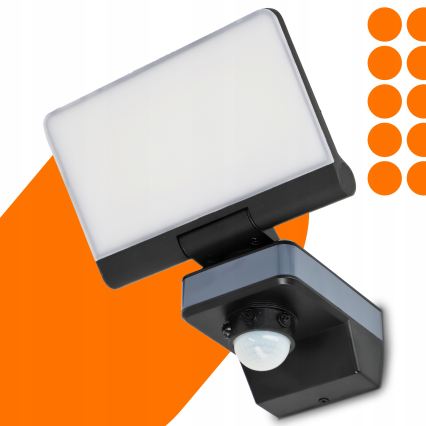 LED Reflektor se senzorem pohybu a soumraku LED/44W/230V 4200K IP54 černá