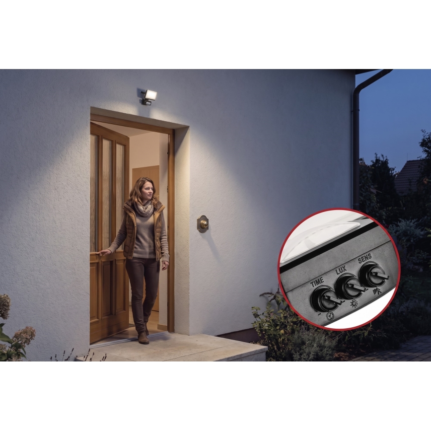 LED Reflektor se senzorem pohybu a soumraku TAMBO EVO LED/10W/230V 4000K IP44 černá