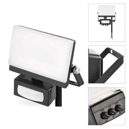 LED Reflektor se senzorem pohybu a soumraku TAMBO EVO LED/10W/230V 4000K IP44 černá