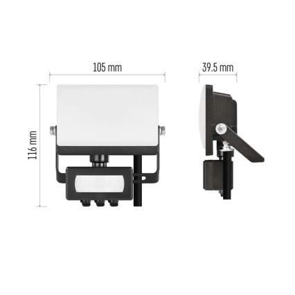 LED Reflektor se senzorem pohybu a soumraku TAMBO EVO LED/10W/230V 4000K IP44 černá