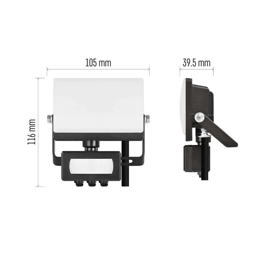 LED Reflektor se senzorem pohybu a soumraku TAMBO EVO LED/10W/230V 4000K IP44 černá