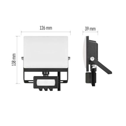 LED Reflektor se senzorem pohybu a soumraku TAMBO EVO LED/20W/230V 4000K IP44 černá