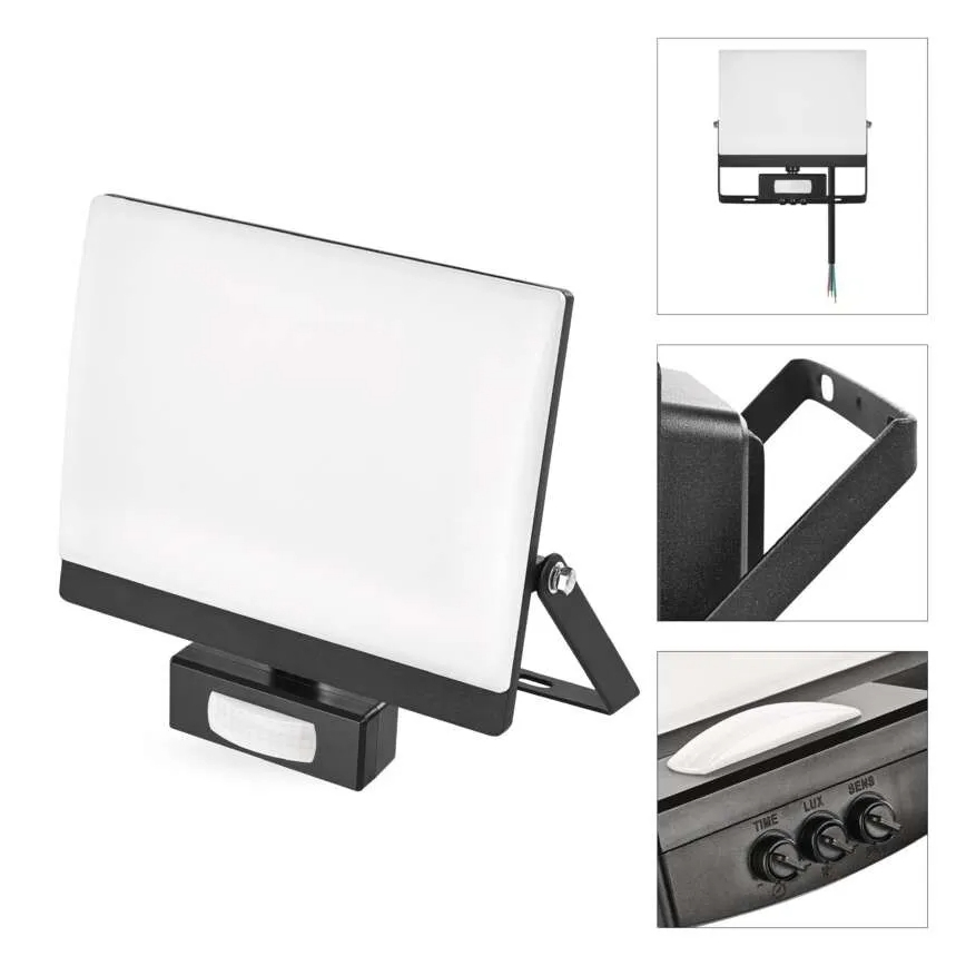 LED Reflektor se senzorem pohybu a soumraku TAMBO EVO LED/50W/230V 4000K IP44 černá