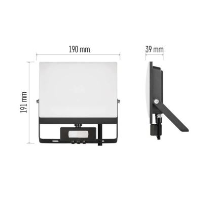 LED Reflektor se senzorem pohybu a soumraku TAMBO EVO LED/50W/230V 4000K IP44 černá