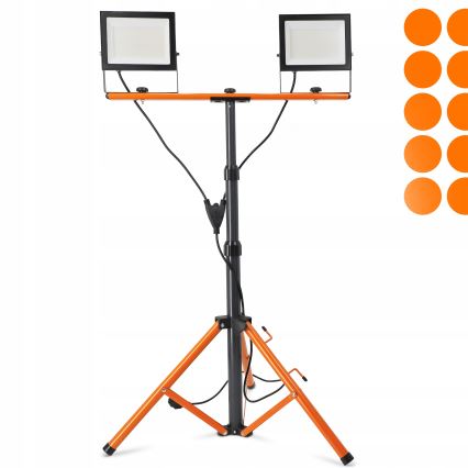 LED Reflektor se stojanem 2xLED/100W/230V 4500K IP65 černá/oranžová