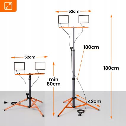 LED Reflektor se stojanem 2xLED/100W/230V 4500K IP65 černá/oranžová