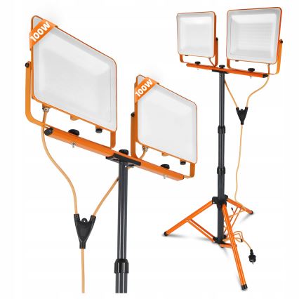 LED Reflektor se stojanem 2xLED/100W/230V 4500K IP65 oranžová
