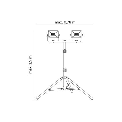 LED Reflektor se stojanem 2xLED/30W/230V IP65