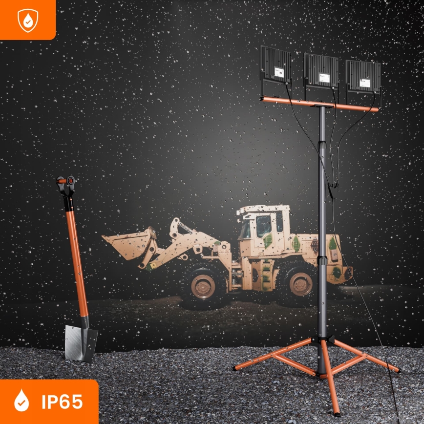 LED Reflektor se stojanem 3xLED/100W/230V 4500K IP65 černá/oranžová