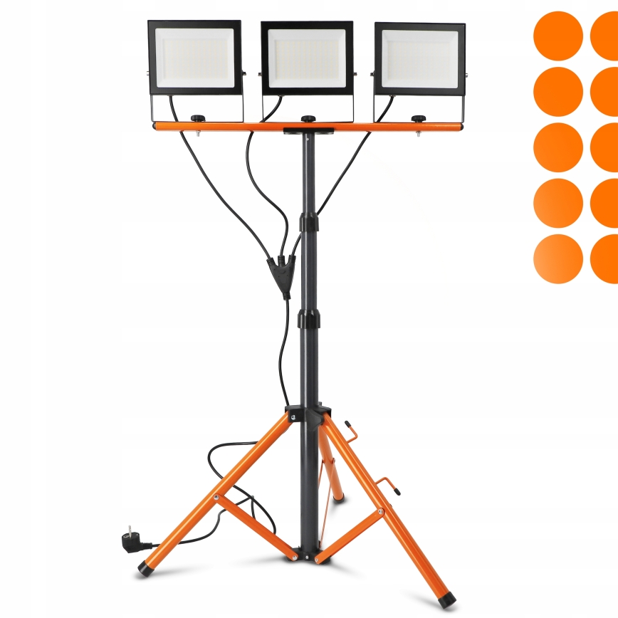 LED Reflektor se stojanem 3xLED/100W/230V 4500K IP65 černá/oranžová