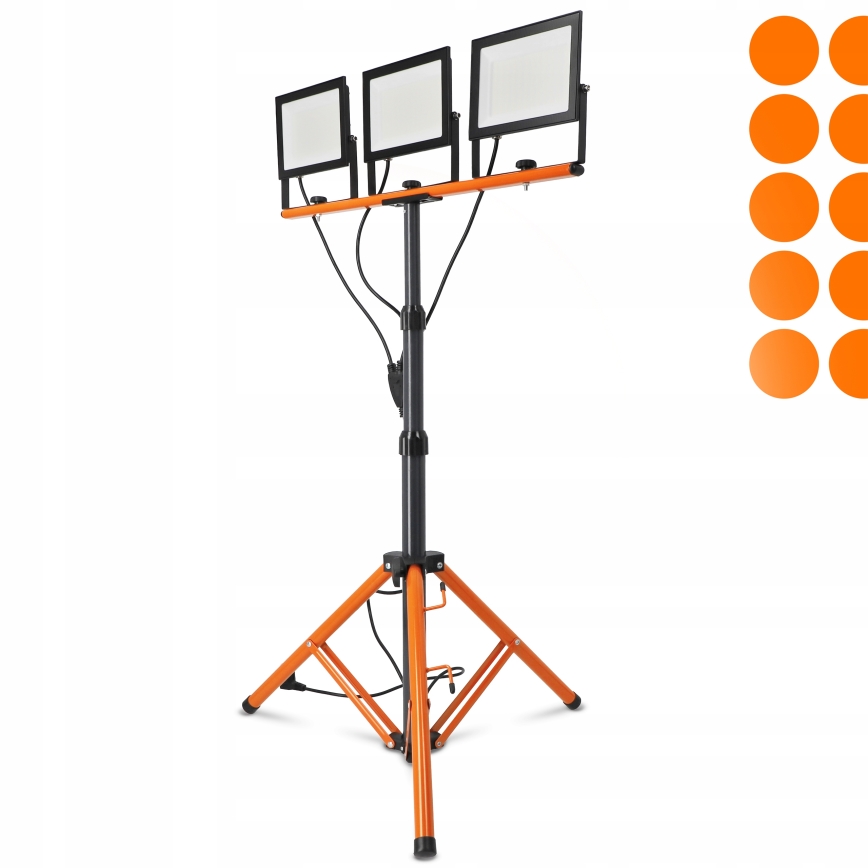 LED Reflektor se stojanem 3xLED/100W/230V 4500K IP65 černá/oranžová