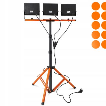 LED Reflektor se stojanem 3xLED/100W/230V 4500K IP65 černá/oranžová