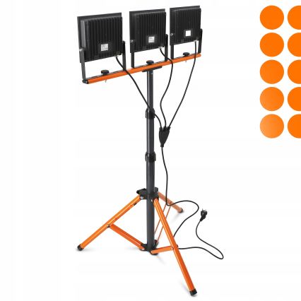 LED Reflektor se stojanem 3xLED/100W/230V 4500K IP65 černá/oranžová