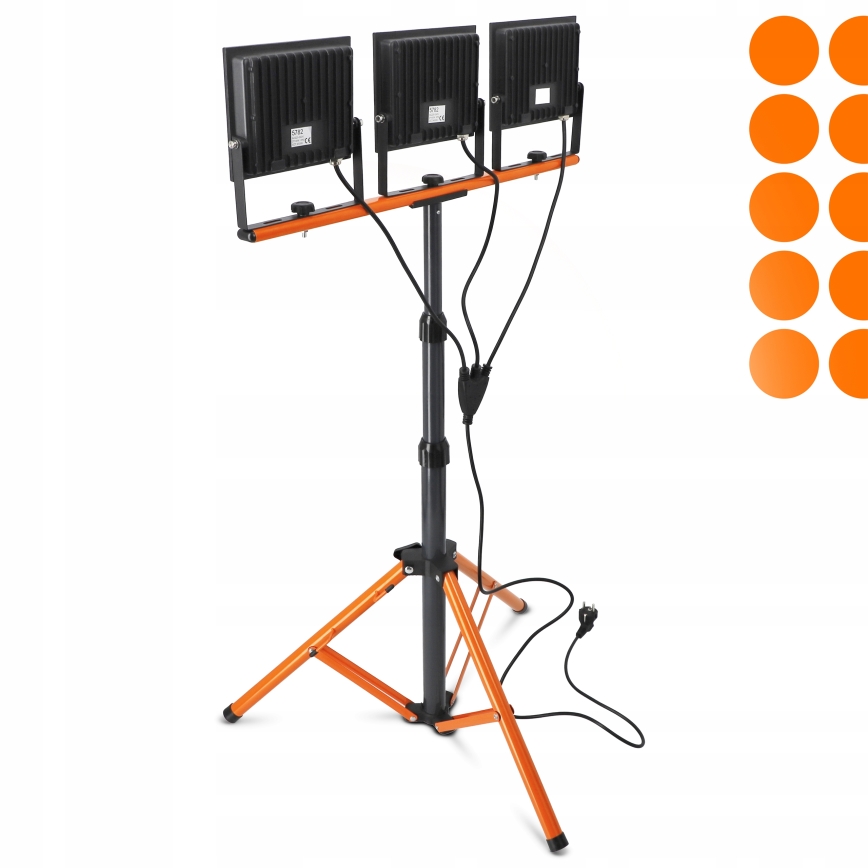 LED Reflektor se stojanem 3xLED/100W/230V 4500K IP65 černá/oranžová