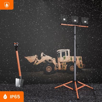 LED Reflektor se stojanem 3xLED/50W/230V 4500K IP65 černá/oranžová