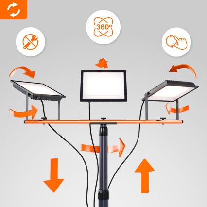 LED Reflektor se stojanem 3xLED/50W/230V 4500K IP65 černá/oranžová