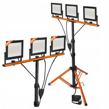 LED Reflektor se stojanem 3xLED/50W/230V 4500K IP65 černá/oranžová