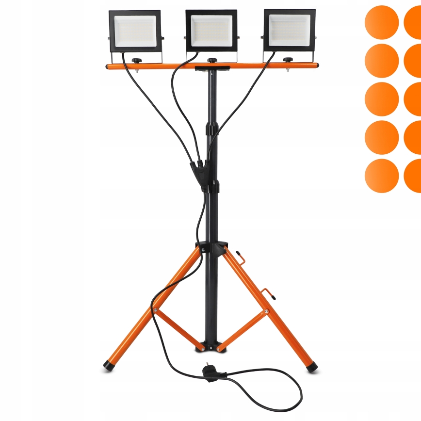 LED Reflektor se stojanem 3xLED/50W/230V 4500K IP65 černá/oranžová