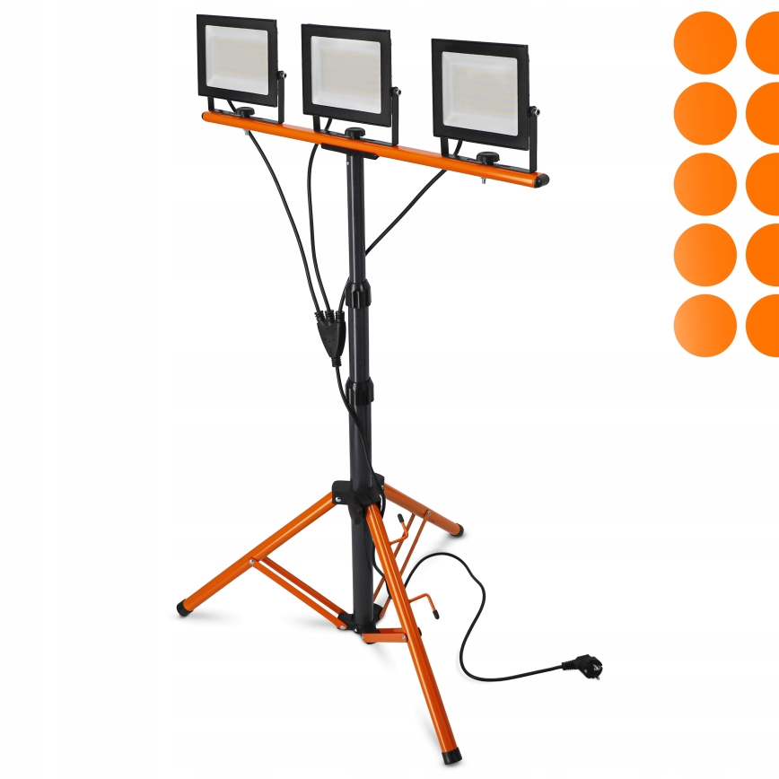 LED Reflektor se stojanem 3xLED/50W/230V 4500K IP65 černá/oranžová