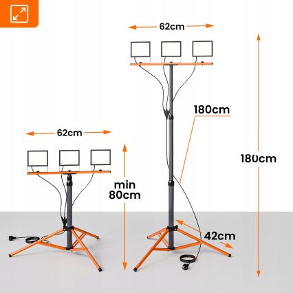 LED Reflektor se stojanem 3xLED/50W/230V 4500K IP65 černá/oranžová