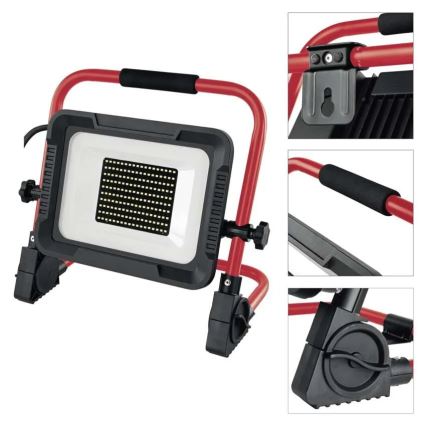 LED Reflektor se stojanem ELION LED/100W/230V 4000K IP65 červená/černá