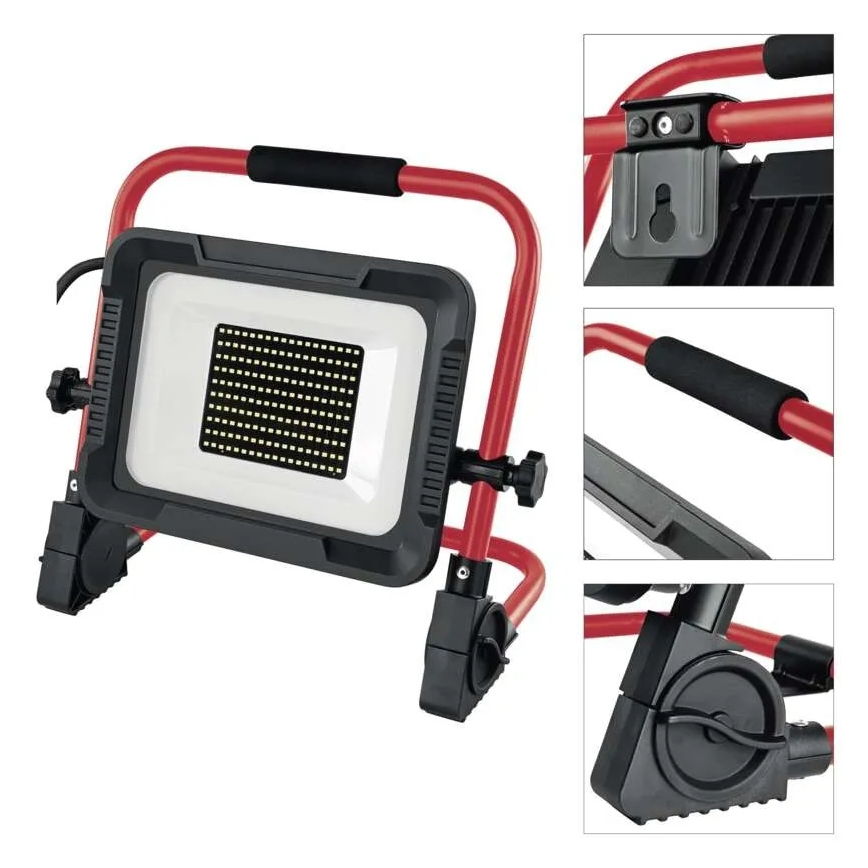 LED Reflektor se stojanem ELION LED/100W/230V 4000K IP65 červená/černá