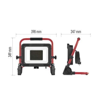 LED Reflektor se stojanem ELION LED/100W/230V 4000K IP65 červená/černá