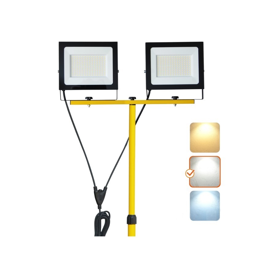 LED Reflektor se stojanem TIGRA 2xLED/100W/230V 4000K IP54 černá/žlutá