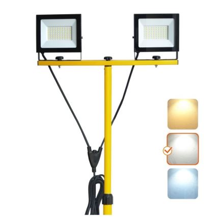 LED Reflektor se stojanem TIGRA 2xLED/50W/230V 4000K IP54 černá/žlutá