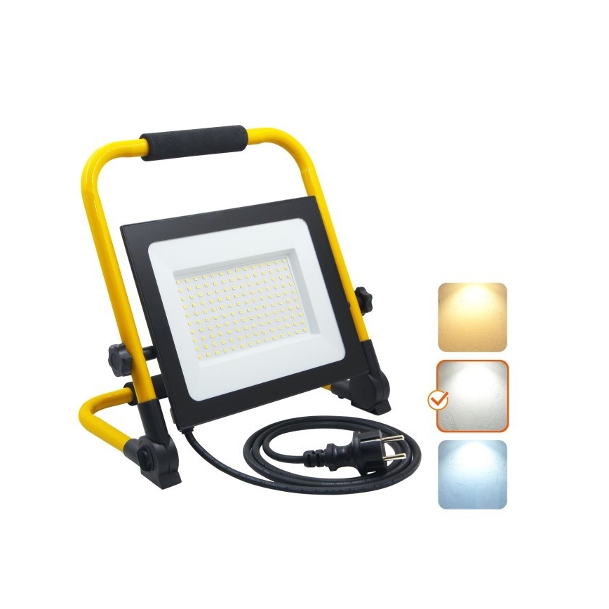 LED Reflektor TIGRA LED/100W/4000K IP54 černá/žlutá
