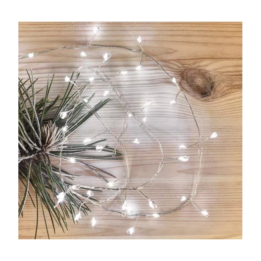 LED  řetěz 100xLED/3xAA 2,7 m studená bílá