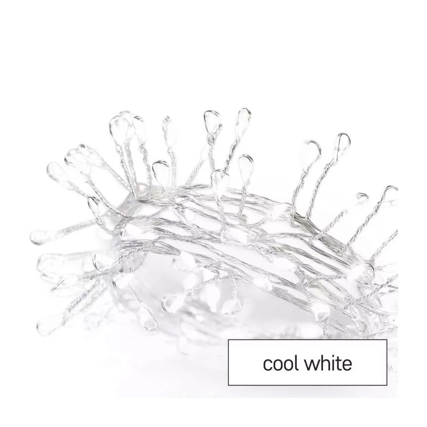 LED  řetěz 100xLED/3xAA 2,7 m studená bílá