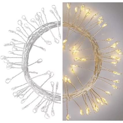 LED  řetěz 100xLED/3xAA 2,7m teplá bílá