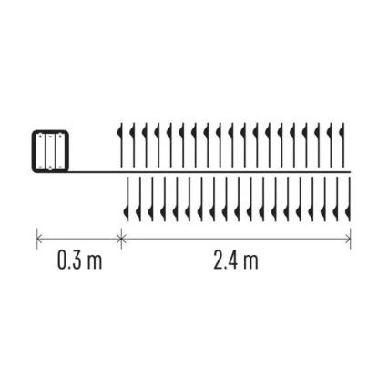 LED  řetěz 100xLED/3xAA 2,7m teplá bílá