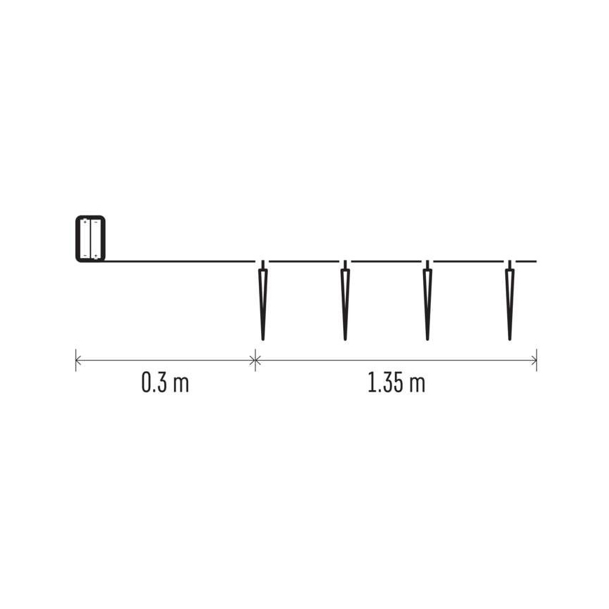 LED  řetěz 10xLED/2xAA 1,65m