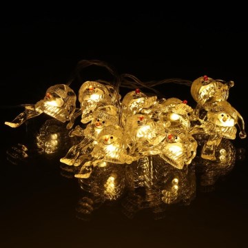 LED  řetěz 10xLED/2xAA/teplá bílá 1,65m sněhuláci