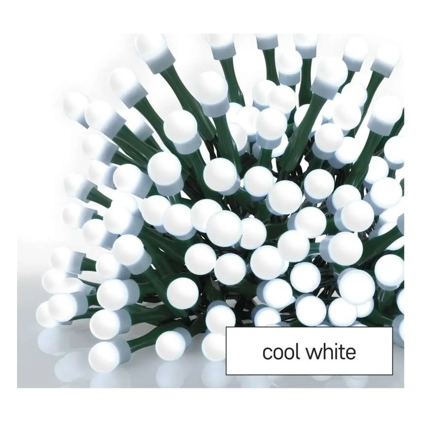 LED  řetěz 200xLED/8 funkcí 20m IP44 studená bílá