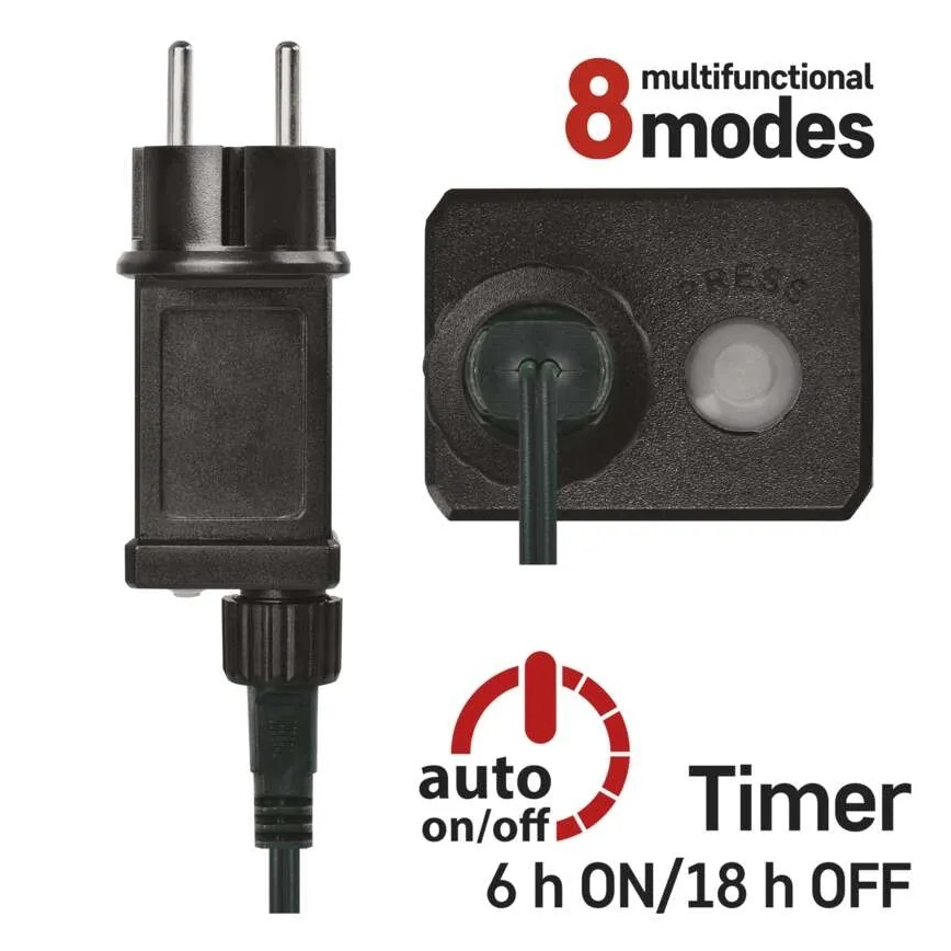 LED  řetěz 200xLED/8 funkcí 25m IP44 multicolor