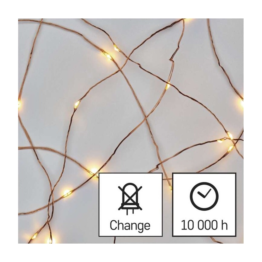 LED  řetěz 20xLED/2,4m teplá bílá