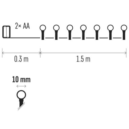 LED  řetěz 20xLED/2 funkce 1,8m