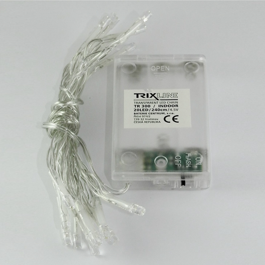 LED  řetěz 20xLED/2 funkce 2,4m studená bílá