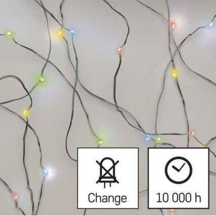 LED  řetěz 20xLED/2xAA 2,4m multicolor
