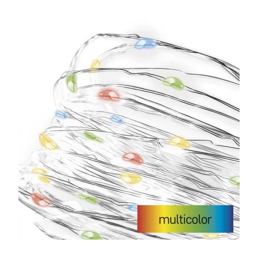 LED  řetěz 20xLED/2xAA 2,4m multicolor