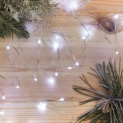 LED  řetěz 20xLED/2xAA 2,4m studená bílá