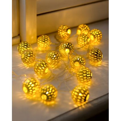 LED  řetěz 20xLED/3xAA 2,5m teplá bílá