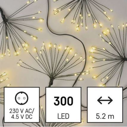 LED  řetěz 300xLED 5,2+3 m teplá bílá