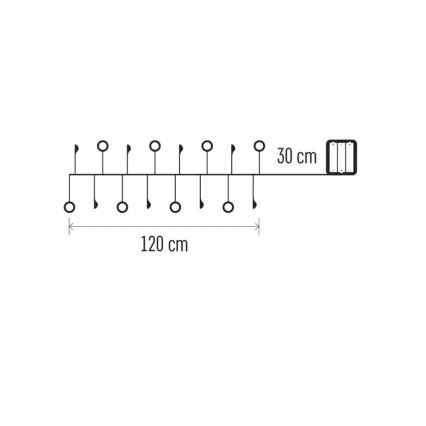 LED  řetěz 40xLED/3xAA 1,5 m teplá bílá