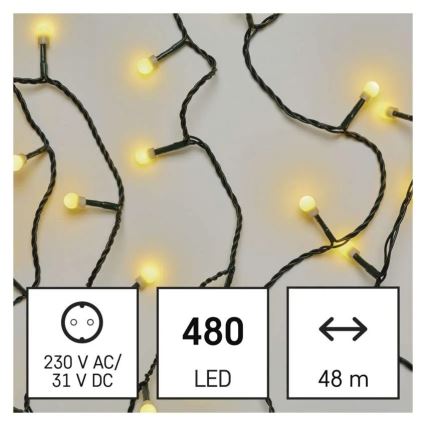 LED  řetěz 480xLED/8 funkcí 53m IP44 teplá bílá