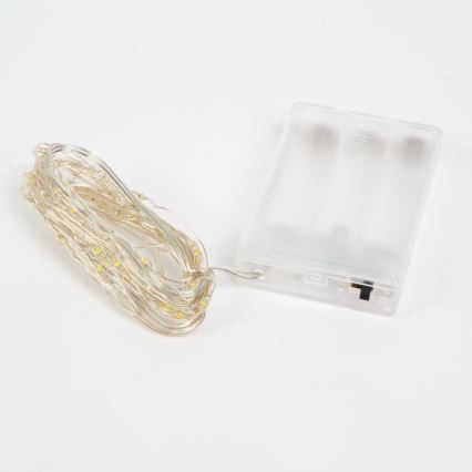 LED řetěz 50xLED/3xAA 5,25m teplá bílá