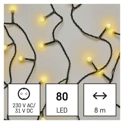 LED  řetěz 80xLED/230V/8 funkcí 13m IP44 teplá bílá